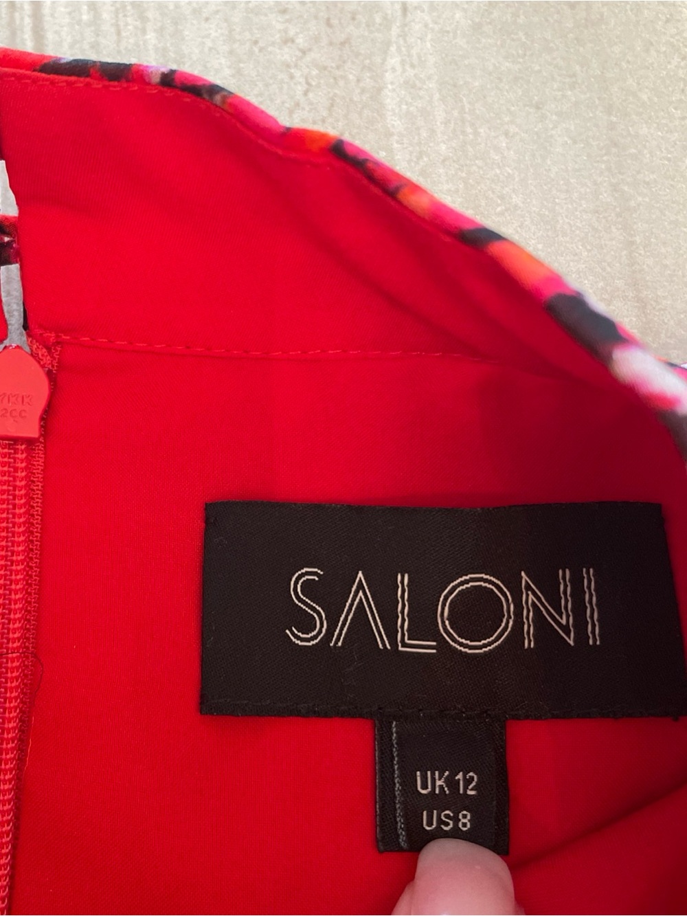SALONI Red Printed Isa Ruffle Silk Midi Dress US 8/UK 12 MSRP $695 - Picture 5 of 16